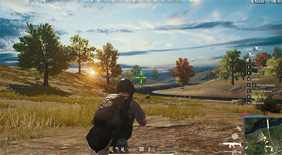 画面の中心にクロスヘアが表示されているゲーム画面