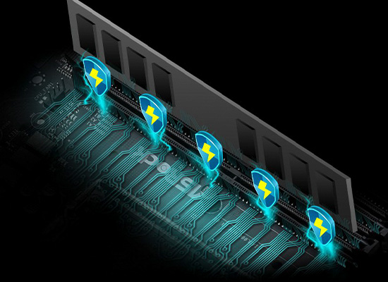 DDR5メモリの電気回路が保護されているイメージ