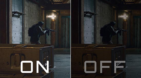 ブラックイコライザー機能を有効にすることで明るく補正されているゲーム画面