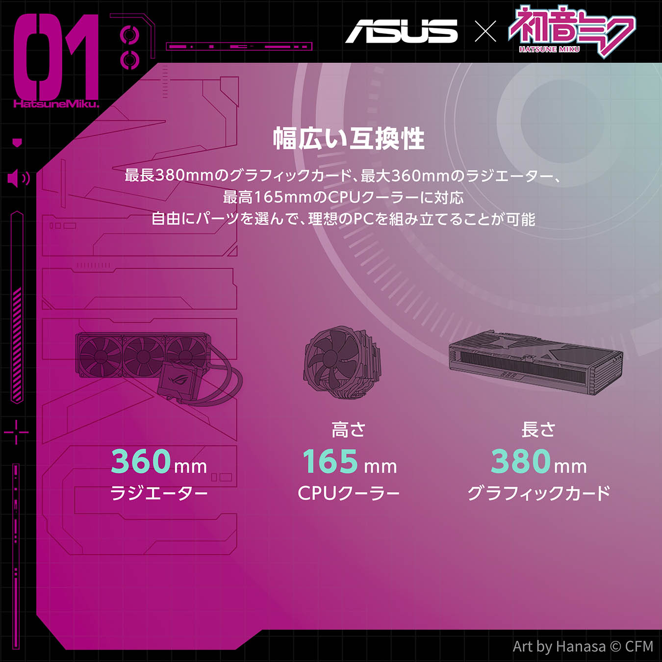 HATSUNE MIKU A23 ミニタワーPCケース HATSUNE MIKU A23 ミニタワーPCケース ASUS TX Gaming PC Case A23