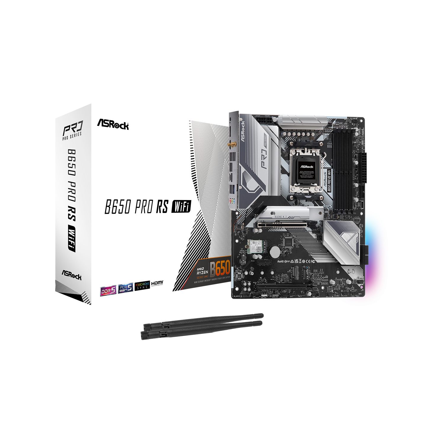 ASRock(アスロック) Socket AM5 AMD B650 ATX WiFi+Bluetoothモジュール付属 マザーボード B650 Pro RS WiFi