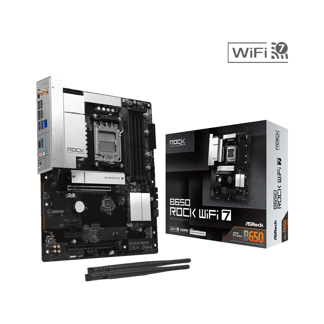 ASRock(アスロック) Socket AM5 AMD B650 ATX WiFi+Bluetoothモジュール付属 マザーボード B650 Rock WiFi 7