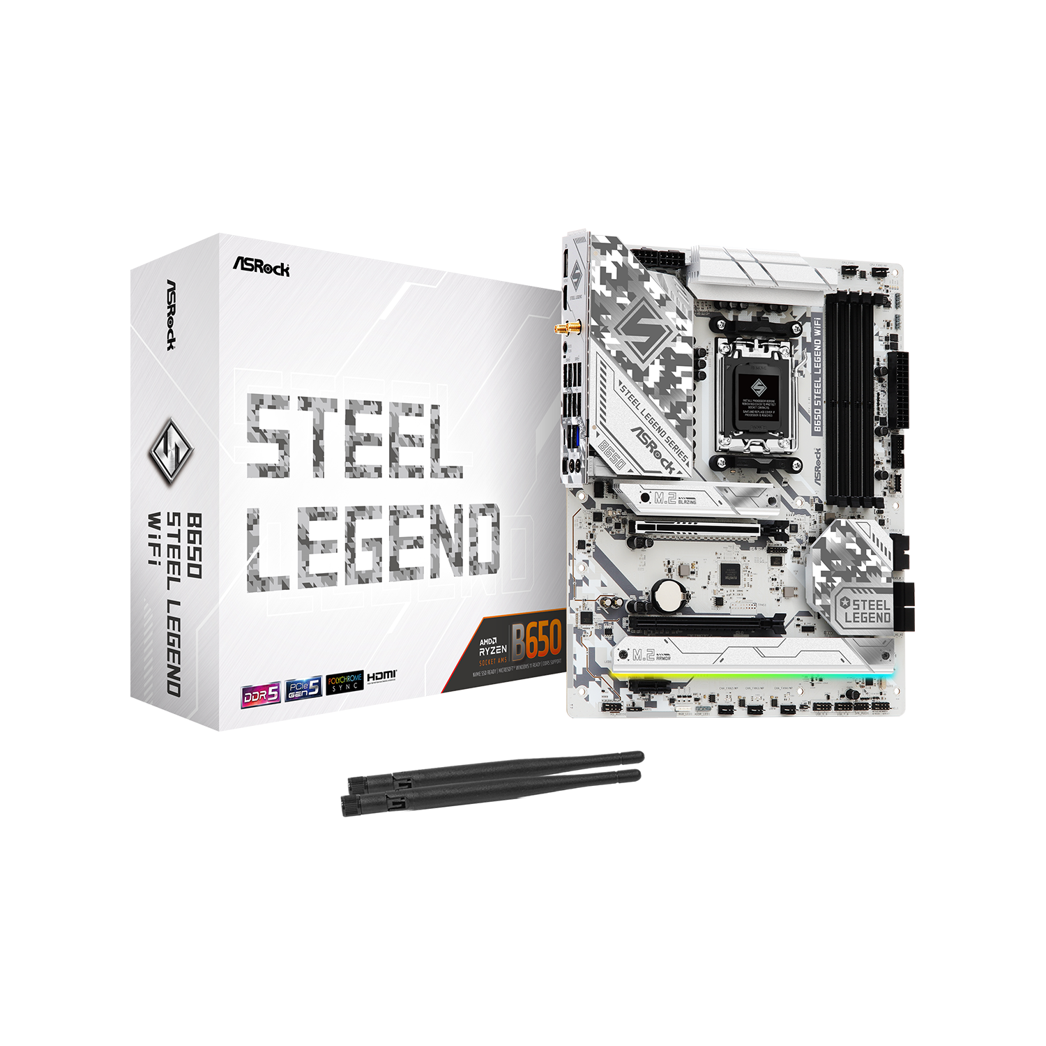 ASRock(アスロック) Socket AM5 AMD B650 ATX WiFi+Bluetoothモジュール付属 マザーボード B650 Steel Legend WiFi