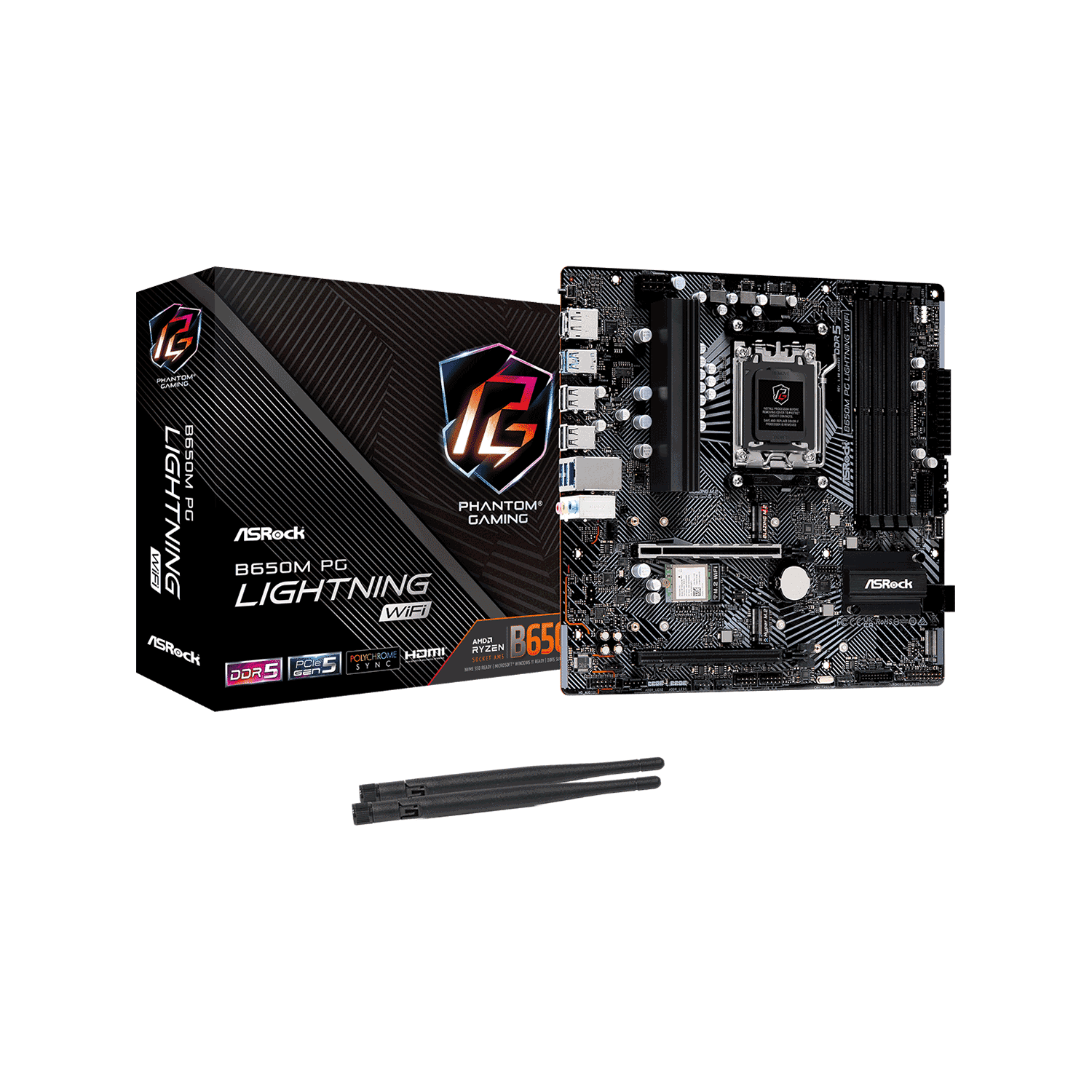 ASRock(アスロック) Socket AM5 AMD B650 Micro ATX WiFiモジュール付属 ゲーミングエントリー向け マザーボード B650M PG Lightning WiFi