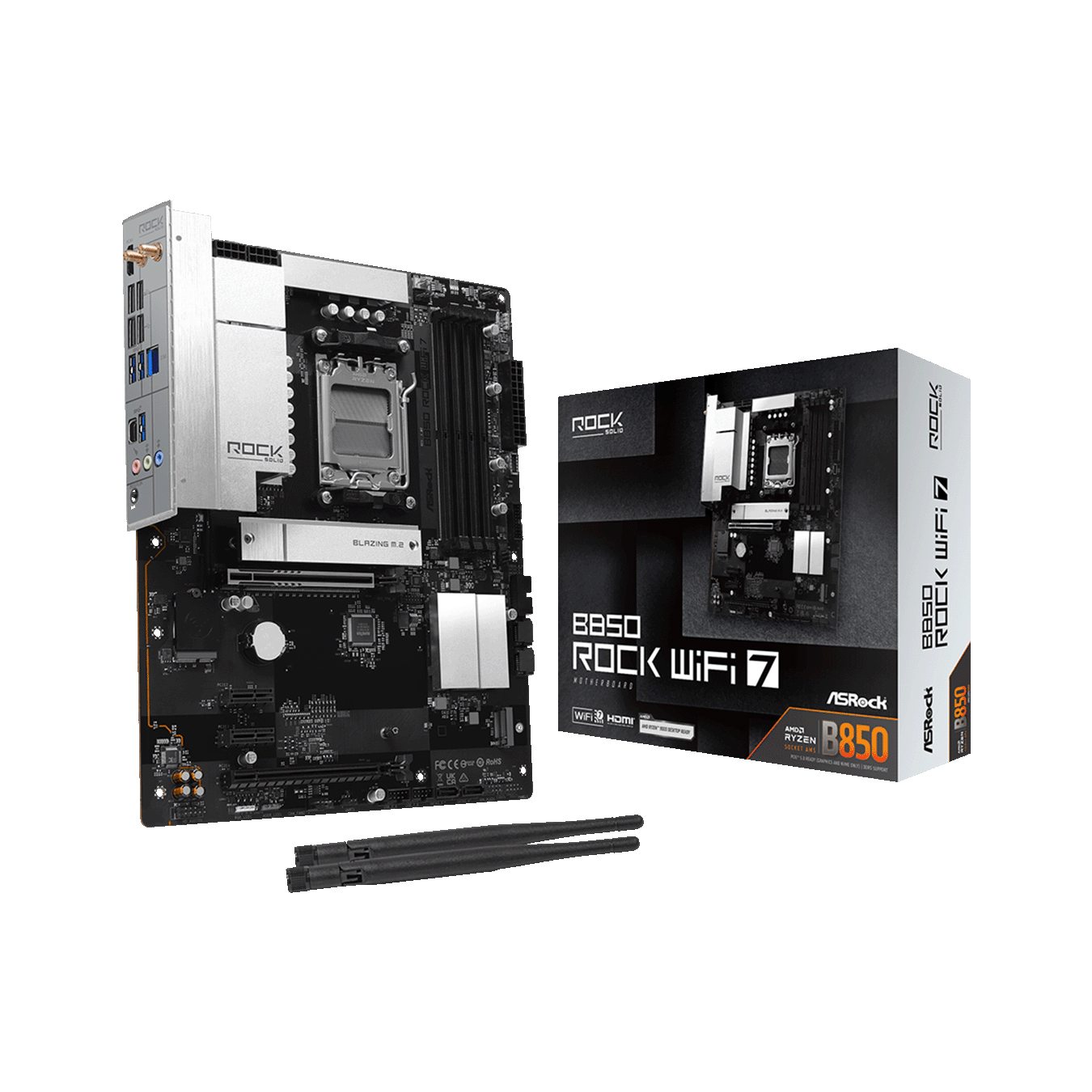 ASRock(アスロック) Socket AM5 AMD B850 ATX WiFi+Bluetoothモジュール付属 マザーボード B850 Rock WiFi7