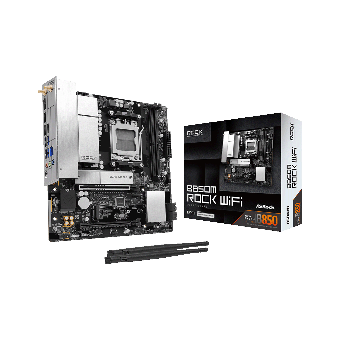 ASRock(アスロック) Socket AM5 AMD B850 MicroATX WiFi+Bluetoothモジュール付属 マザーボード B850M Rock WiFi