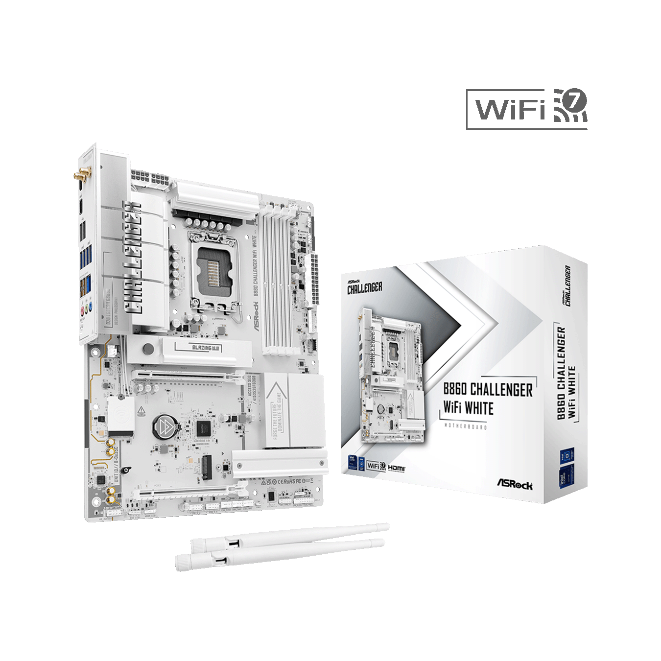 ASRock(アスロック) LGA1851 Intel B860 ATX WiFi+Bluetoothモジュール付属 ホワイトカラー マザーボード B860 Challenger WiFi White