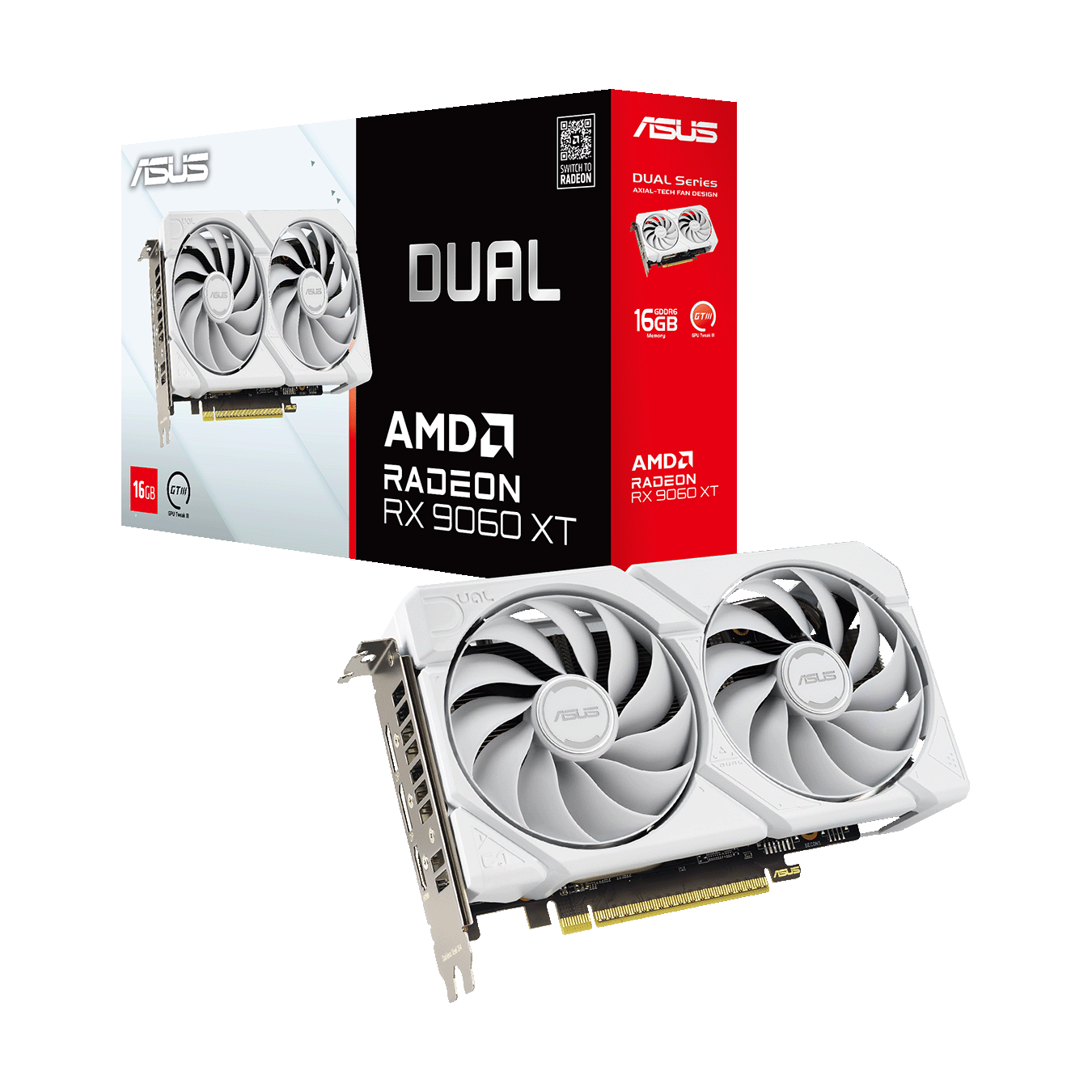 ASUS(エイスース) Radeon RX 9060 XT ホワイトカラーデュアルファン搭載 グラフィックボード (16GB) DUAL-RX9060XT-16G-WHITE