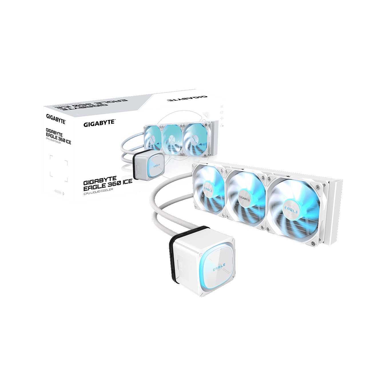 GIGABYTE(ギガバイト) 3連ファンラジエーター搭載 水冷CPUクーラー (ホワイト) GIGABYTE EAGLE 360 ICE