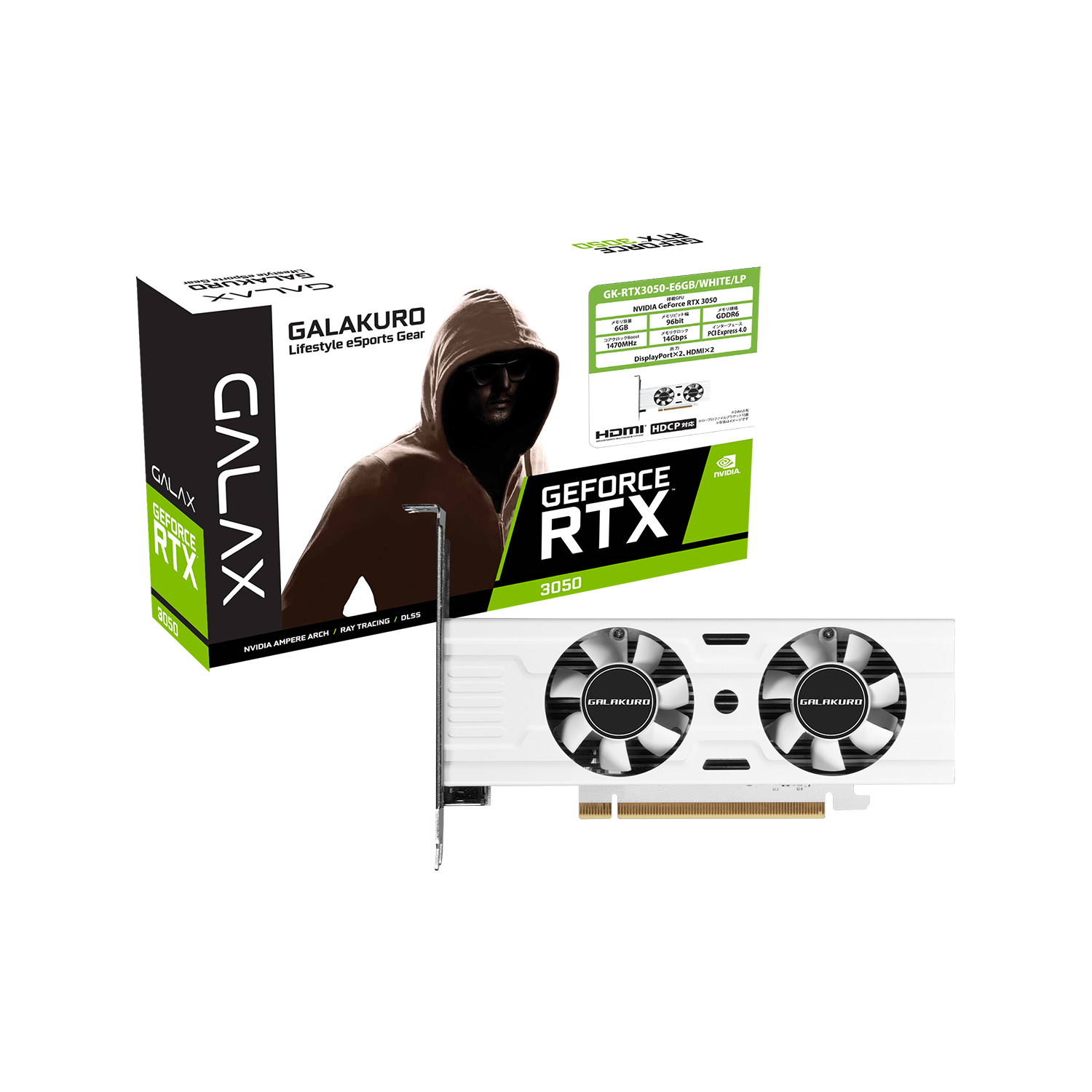 玄人志向 NVIDIA GeForce RTX 3050 ロープロファイル対応 デュアルファン搭載 グラフィックボード GK-RTX3050-E6GB/WHITE/LP