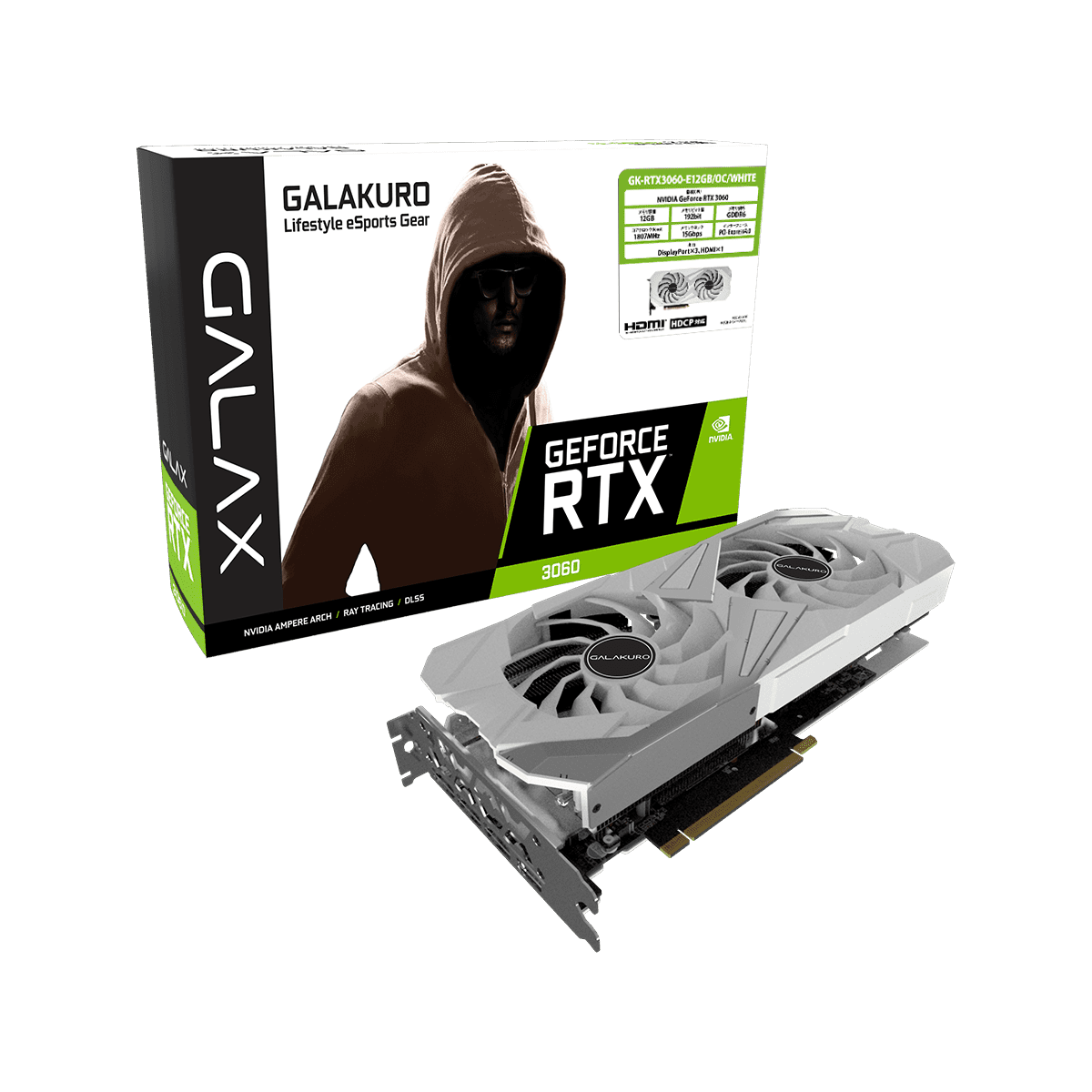 GK-RTX3060-E12GB/OC/WHITE | GALAKURO NVIDIA GEFORCE RTX 3060 搭載 
