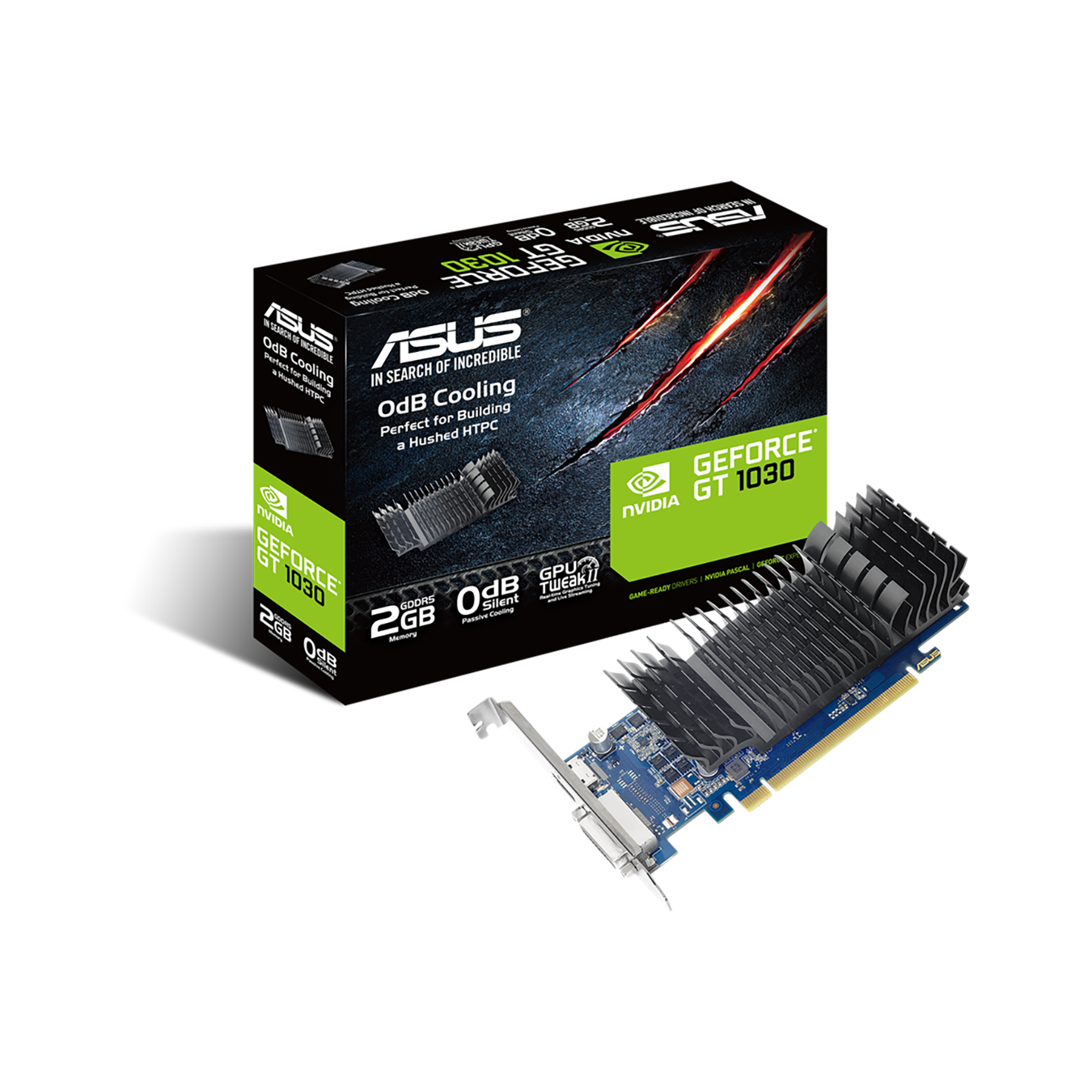 ASUS(エイスース) NVIDIA GeForce GT 1030 搭載 ロープロファイル対応 ファンレス グラフィックボード　GT1030-SL-2G-BRK