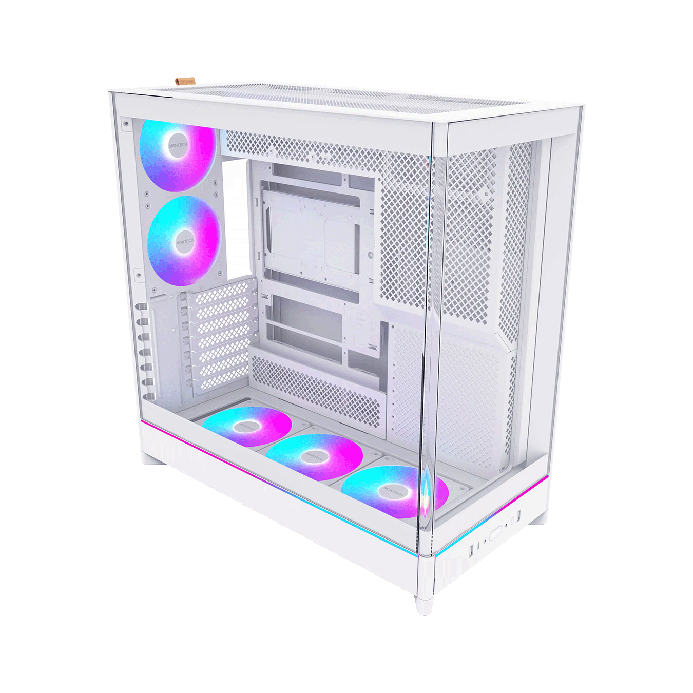 MONTECH (モンテック) HS02 PROシリーズ ATXマザーボード対応 ガラスパネル(フロント・左サイド)採用 タワー型PCケース (ホワイト) HS02 PRO (W)
