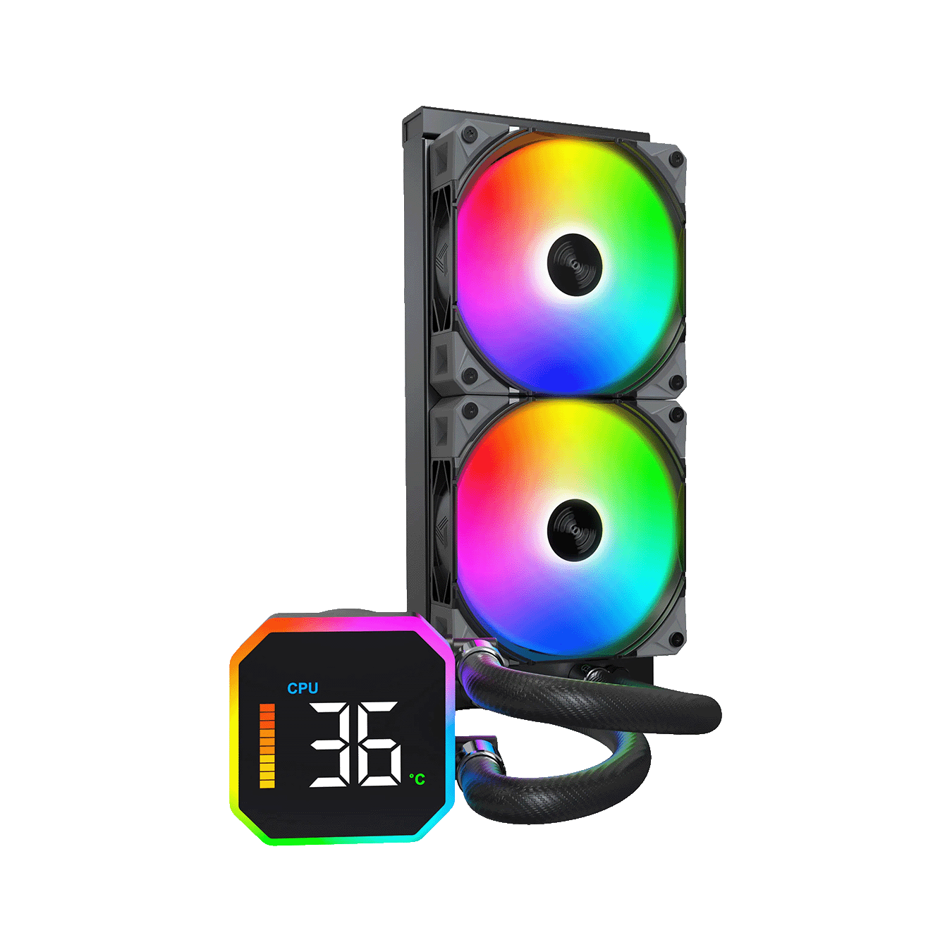 Montech (モンテック) HyperFlow DIGITAL 240 シリーズ 温度モニター付きオールインワン簡易水冷CPUクーラー (ARGBデュアルファン・ブラック)　HyperFlow DIGITAL 240 (B)