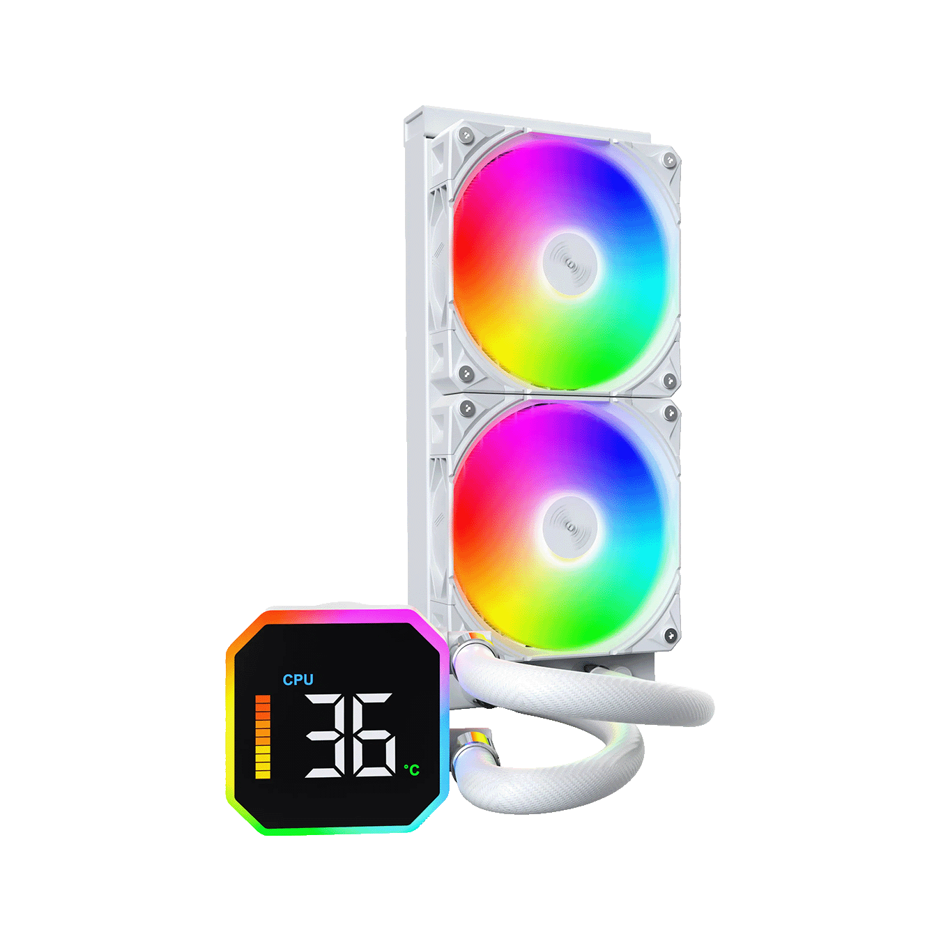 Montech (モンテック) HyperFlow DIGITAL 240 シリーズ 温度モニター付きオールインワン簡易水冷CPUクーラー (ARGBデュアルファン・ホワイト)　HyperFlow DIGITAL 240 (W)