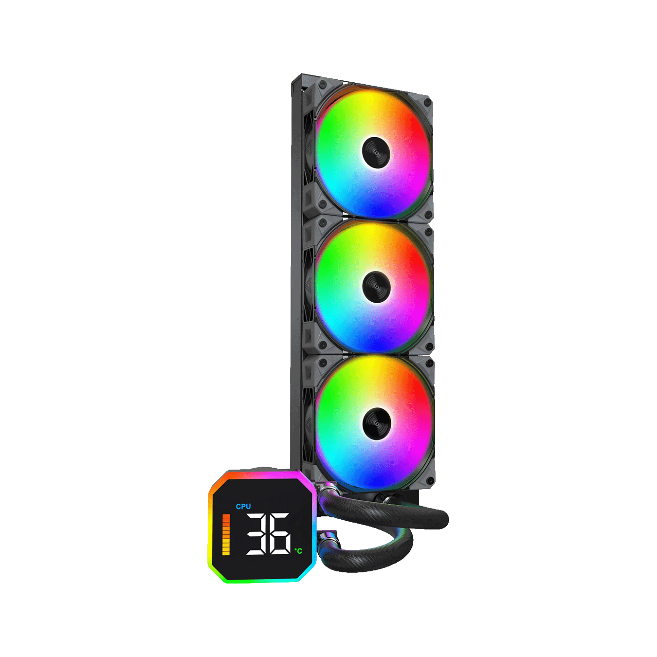 Montech (モンテック) HyperFlow DIGITAL 360 シリーズ 温度モニター付きオールインワン簡易水冷CPUクーラー (ARGBトリプルファン・ブラック)　HyperFlow DIGITAL 360 (B)