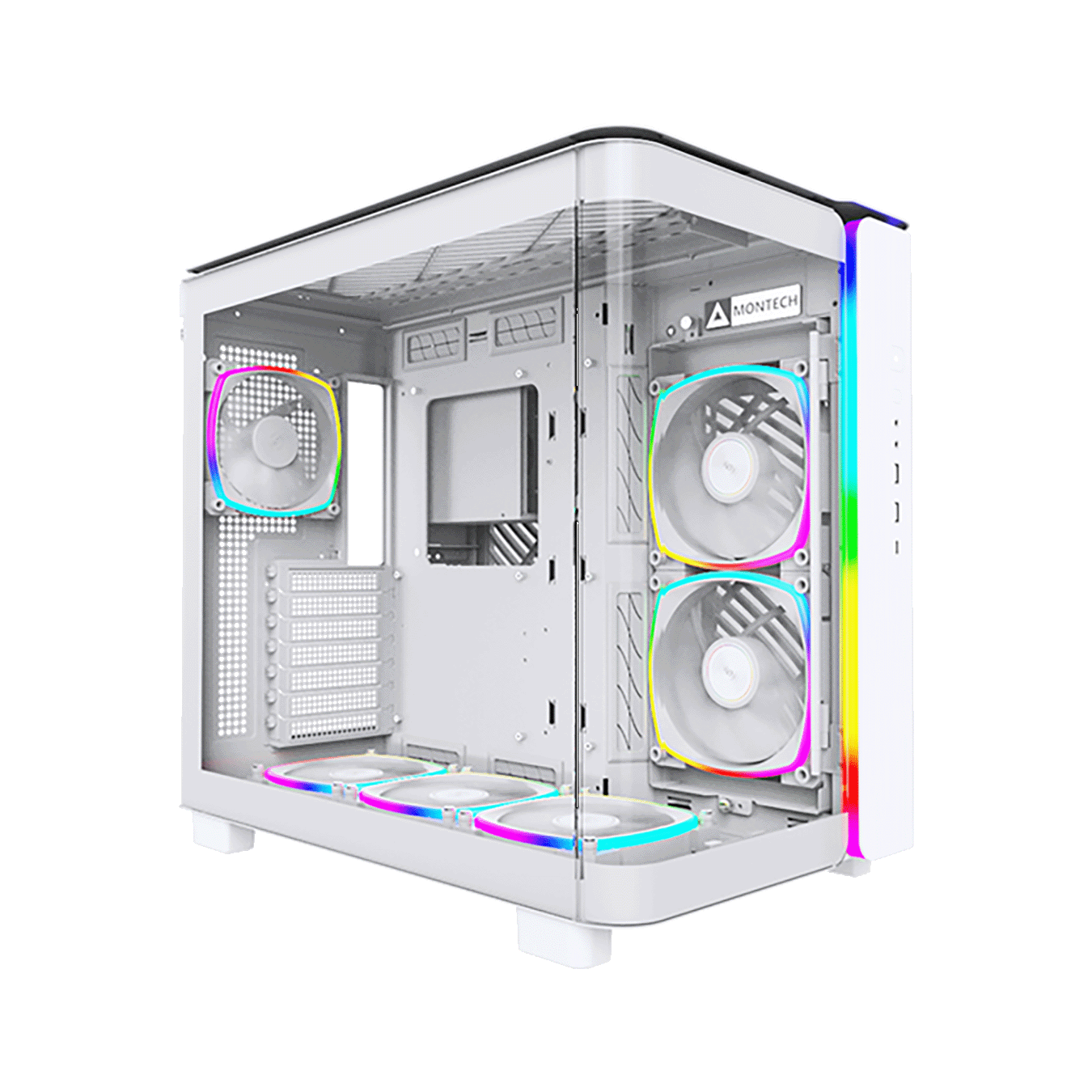 MONTECH KING 95 PROシリーズ ATXマザーボード対応 ガラスパネル(フロント・左サイド)採用 曲面ピラーレスPCケース (ホワイト)　KING 95 PRO (W)