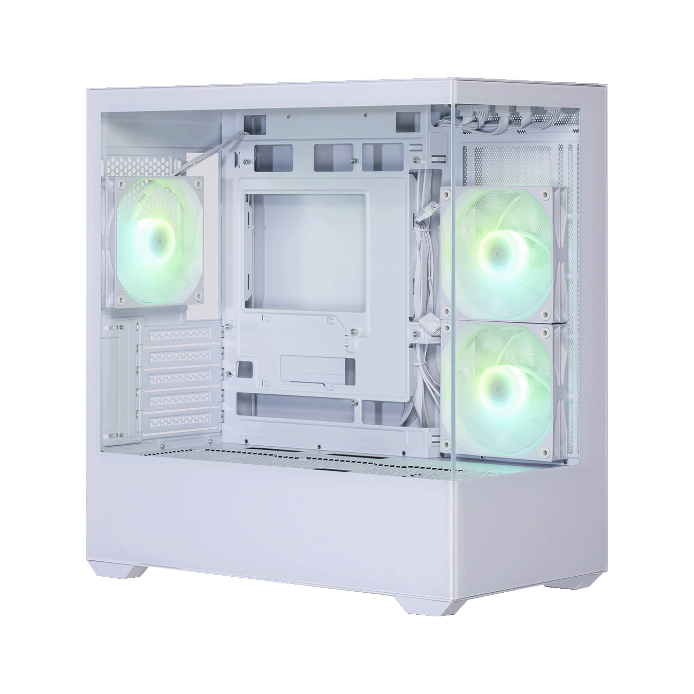 玄人志向  KRC-mT01シリーズ Micro ATXマザーボード対応 ガラスパネル(フロント・左サイド)採用 ARGBファン搭載 ピラーレスPCケース (ホワイト)　KRC-mT01W