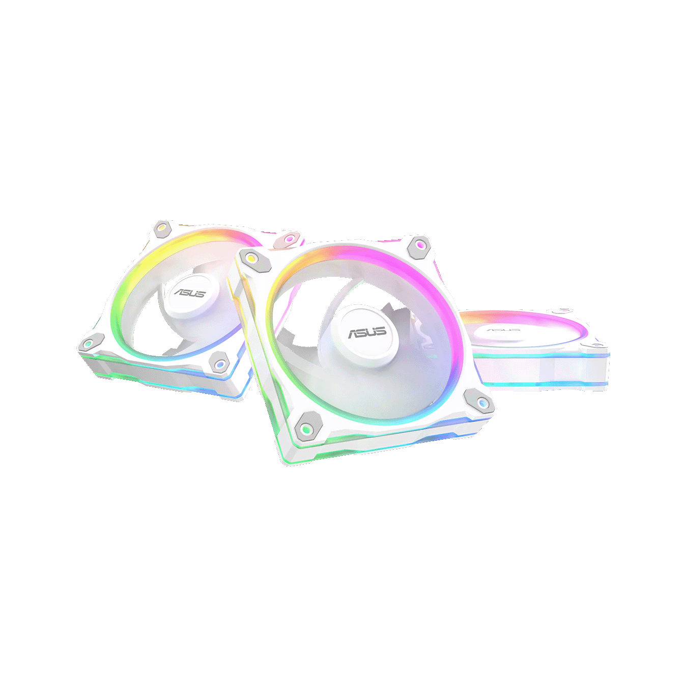 ASUS (エイスース) MR120 REVERSE ARGB FAN 3個パックシリーズ 28mmフレーム 両面照明 ARGB 120mm 静音 リバース回転 PCケースファン (ホワイト) MR120 REVERSE ARGB FAN WH 3IN1