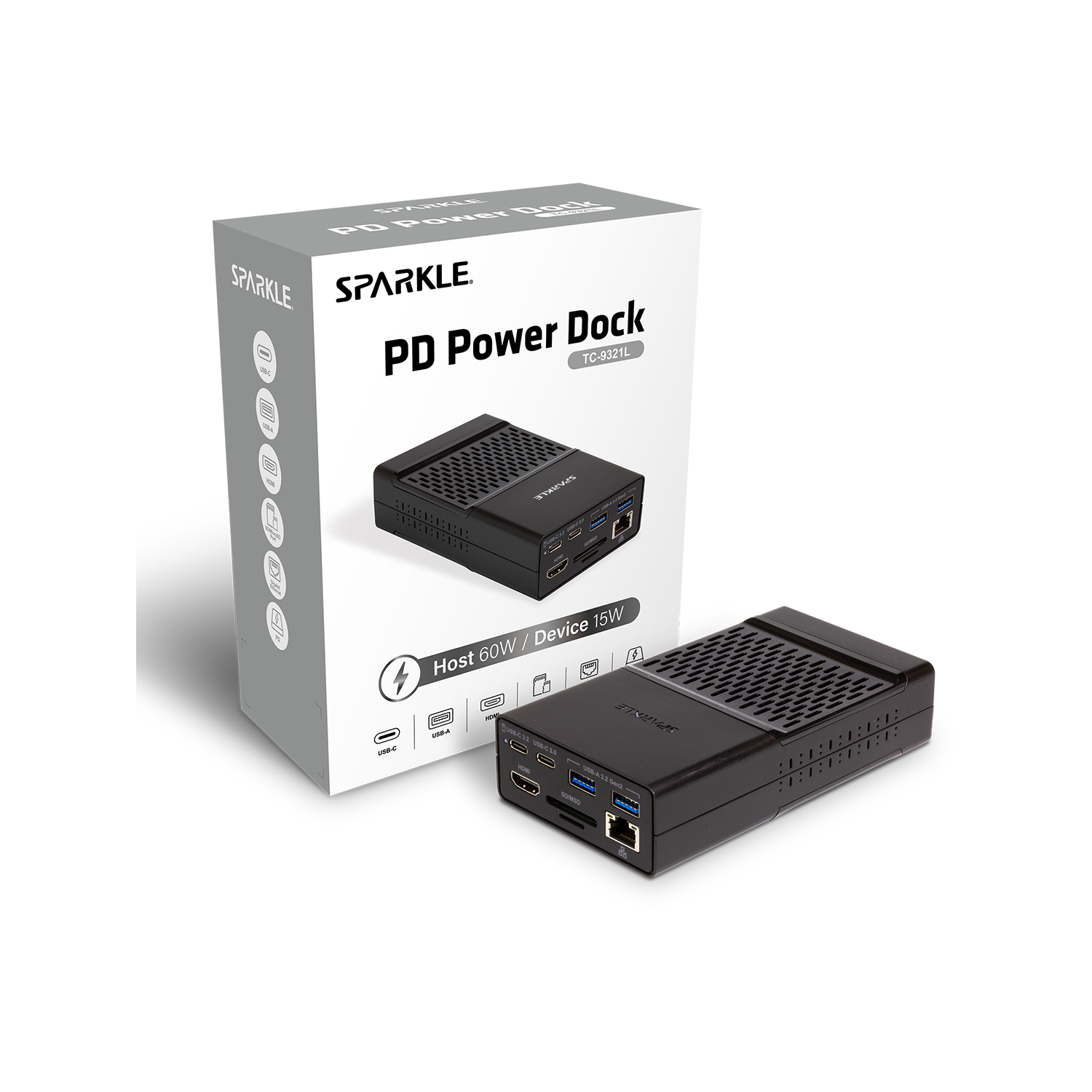Sparkle (スパークル) USB Type-C 3.2 Gen2 対応 8-in-1 AC内蔵ドッキングステーション Power Dock TC-9321L