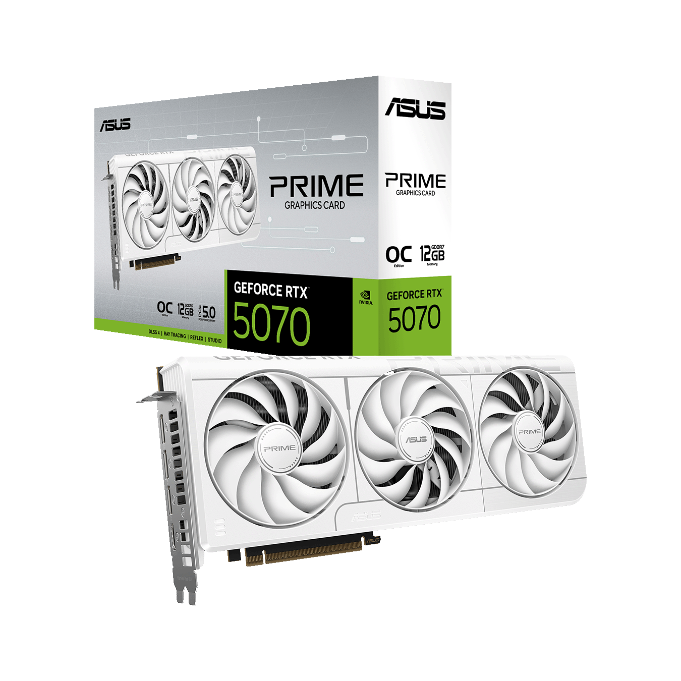 ASUS(エイスース) NVIDIA GeForce RTX 5070 トリプルファン搭載 オーバークロック グラフィックボード PRIME-RTX5070-O12G-WHITE
