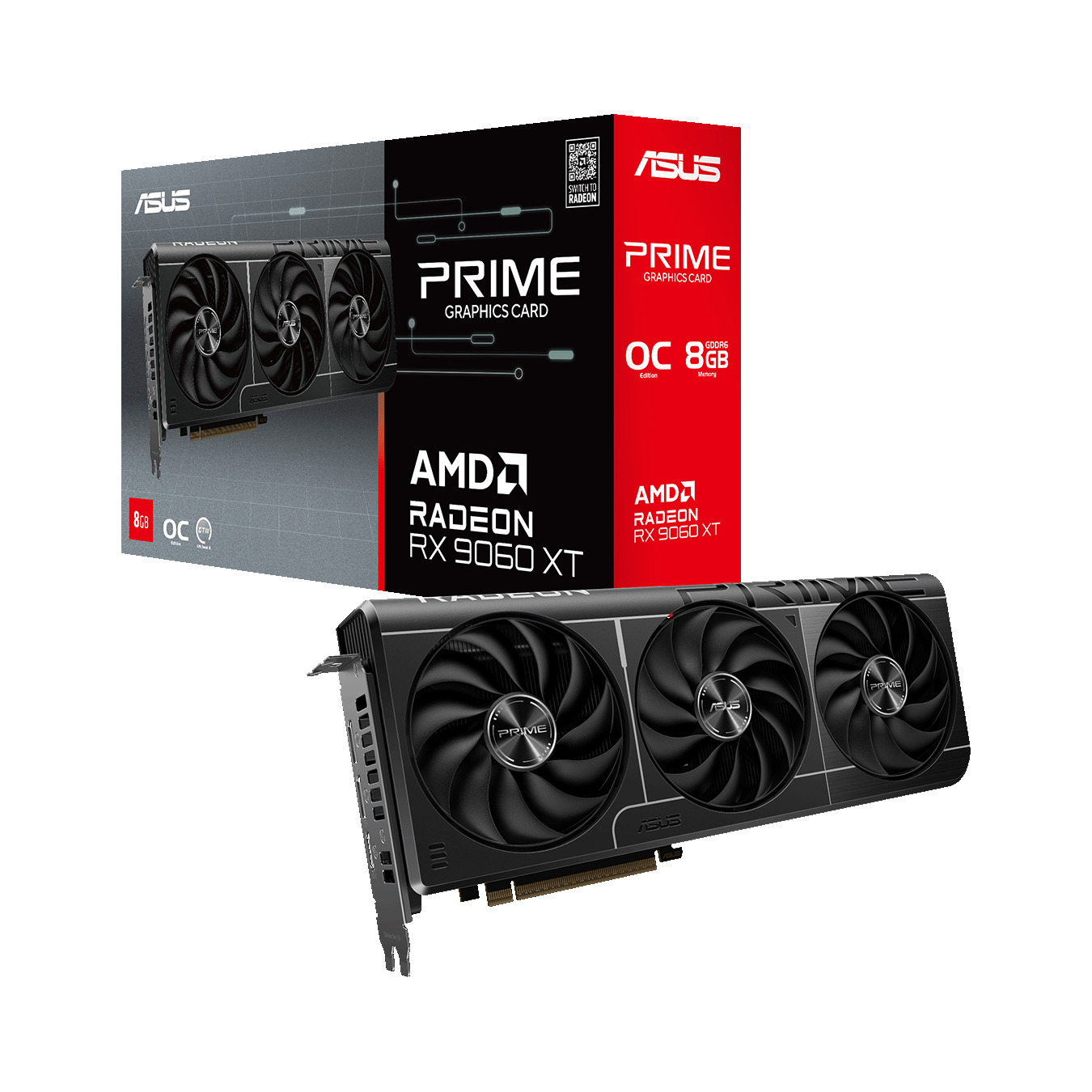 ASUS(エイスース) Radeon RX 9060 XT トリプルファン搭載 オーバークロックグラフィックボード (8GB) PRIME-RX9060XT-O8G