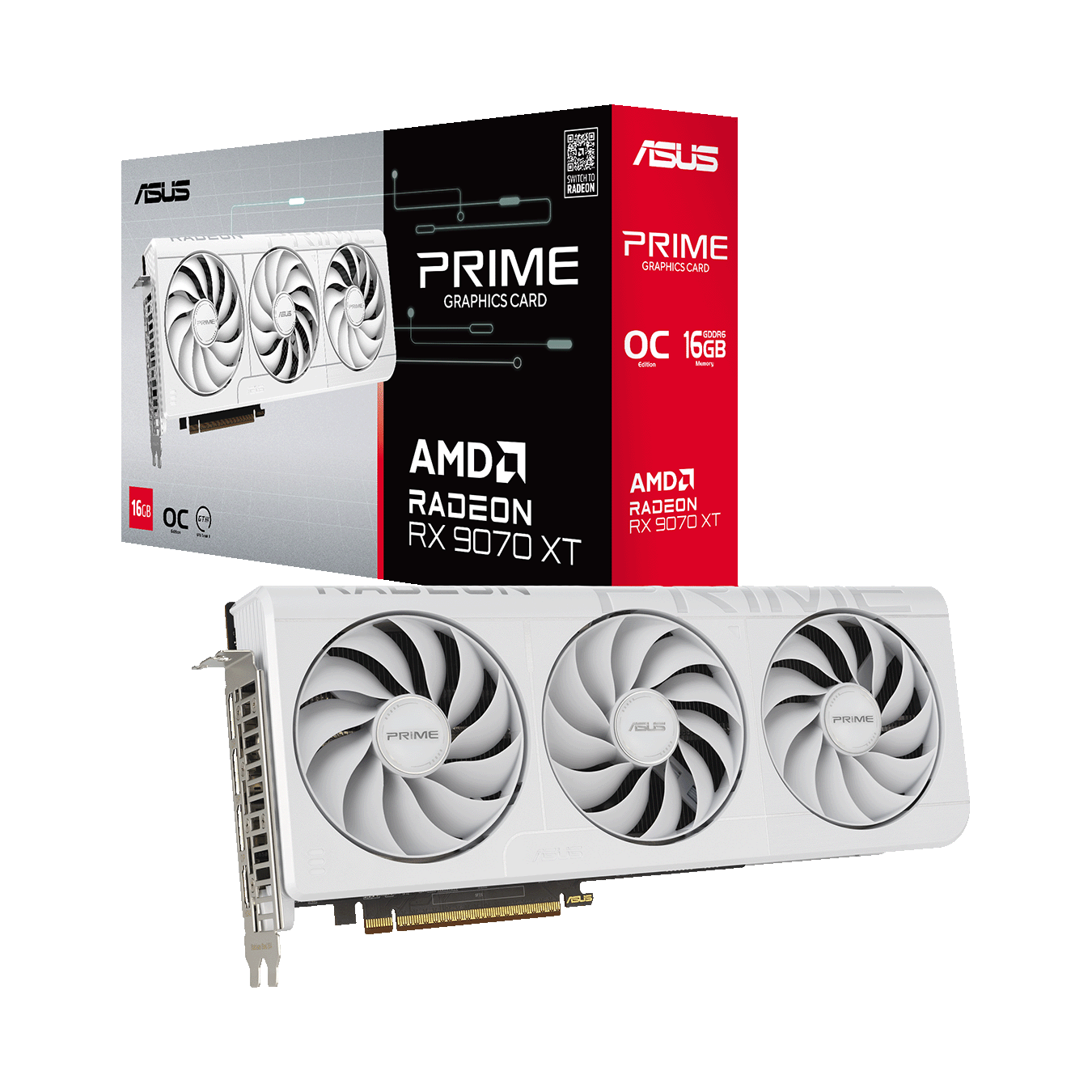 ASUS(エイスース) Radeon RX 9070 XT ホワイトカラートリプルファン搭載 オーバークロックグラフィックボード PRIME-RX9070XT-O16G-WHITE