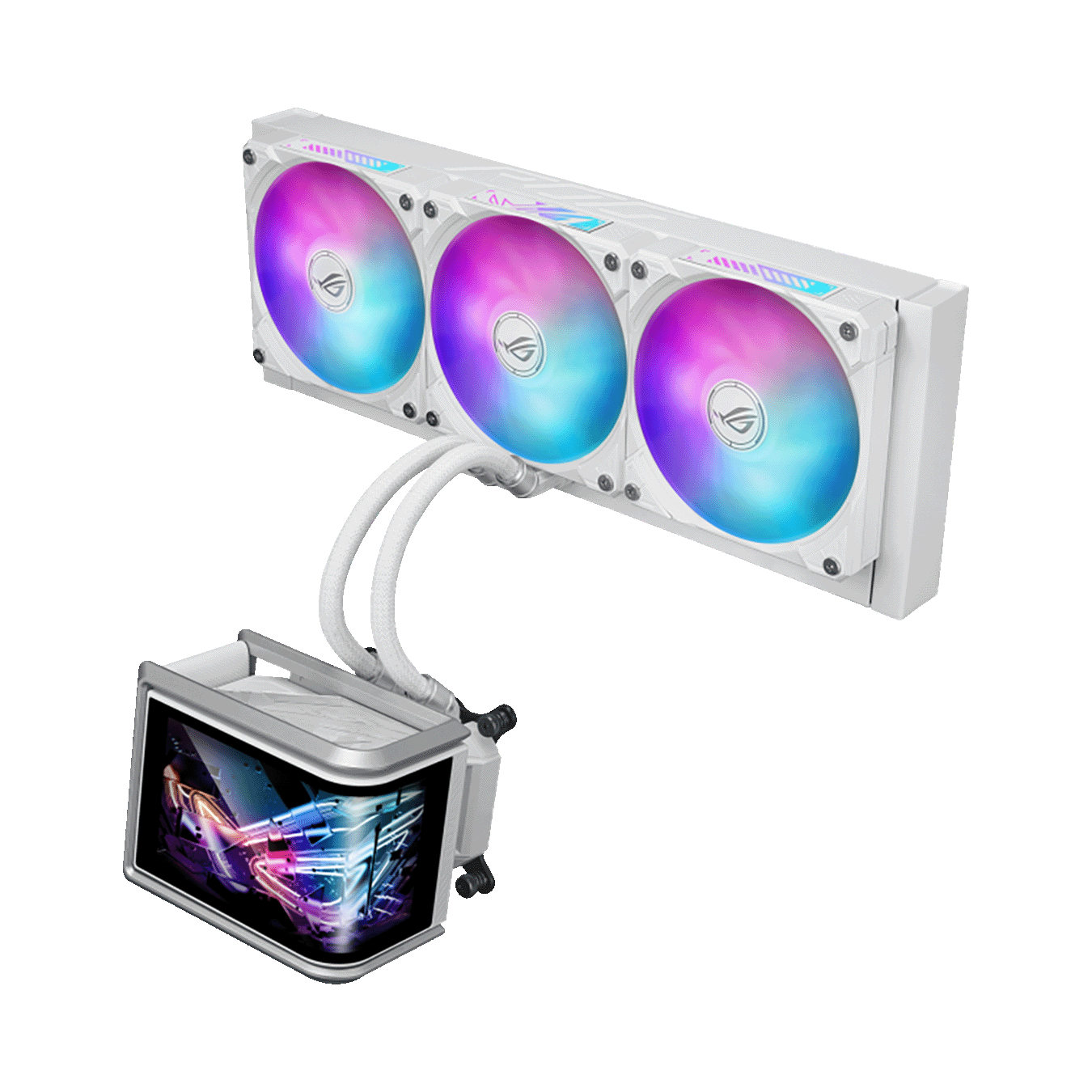 ASUS (エイスース) ホワイトカラー オールインワン簡易水冷CPUクーラー (フルカラー2K AMOLED、ARGBトリプルファン) ROG RYUO IV SLC 360 ARGB WHT