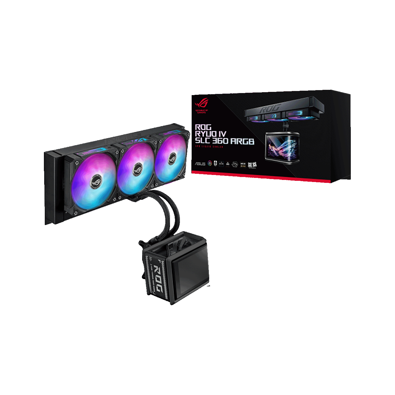 ASUS (エイスース) オールインワン簡易水冷CPUクーラー (フルカラー2K AMOLED、ARGBトリプルファン) ROG RYUO IV SLC 360 ARGB