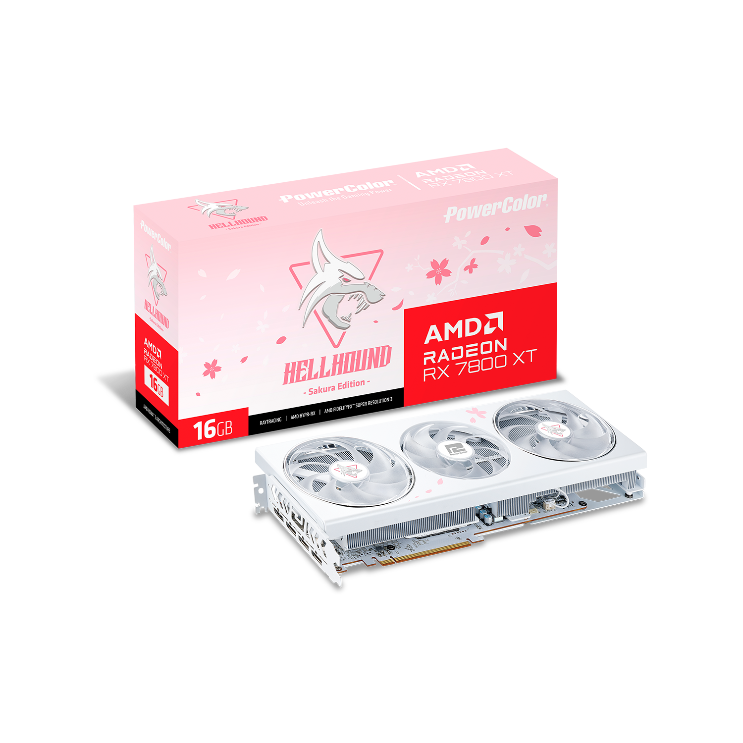 PowerColor(パワーカラー) Radeon RX 7800 XT ピンクカラーLEDトリプルファン搭載 オーバークロックグラフィックボード RX7800XT 16G-L/OC/SAKURA