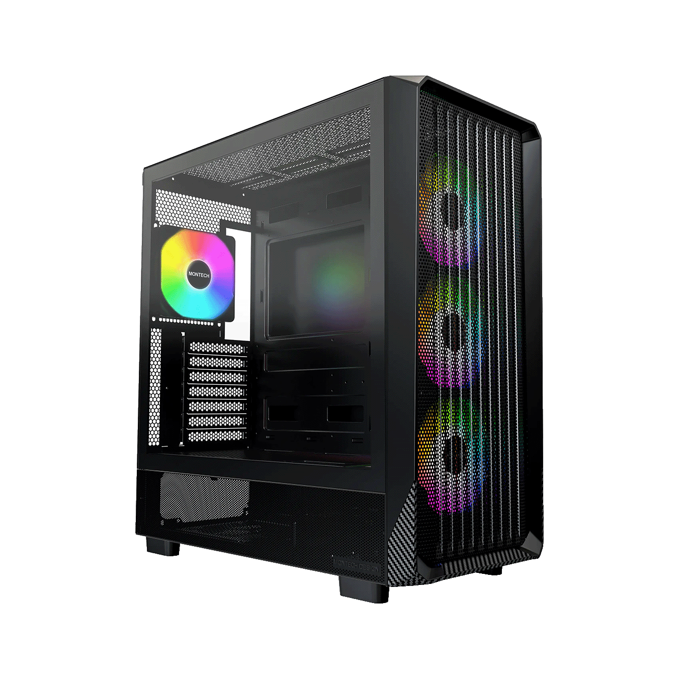 MONTECH (モンテック) X5シリーズ E-ATXマザーボード対応 フロントメッシュ ガラスパネル(左サイド)採用 タワー型PCケース (ブラック) X5 (B)