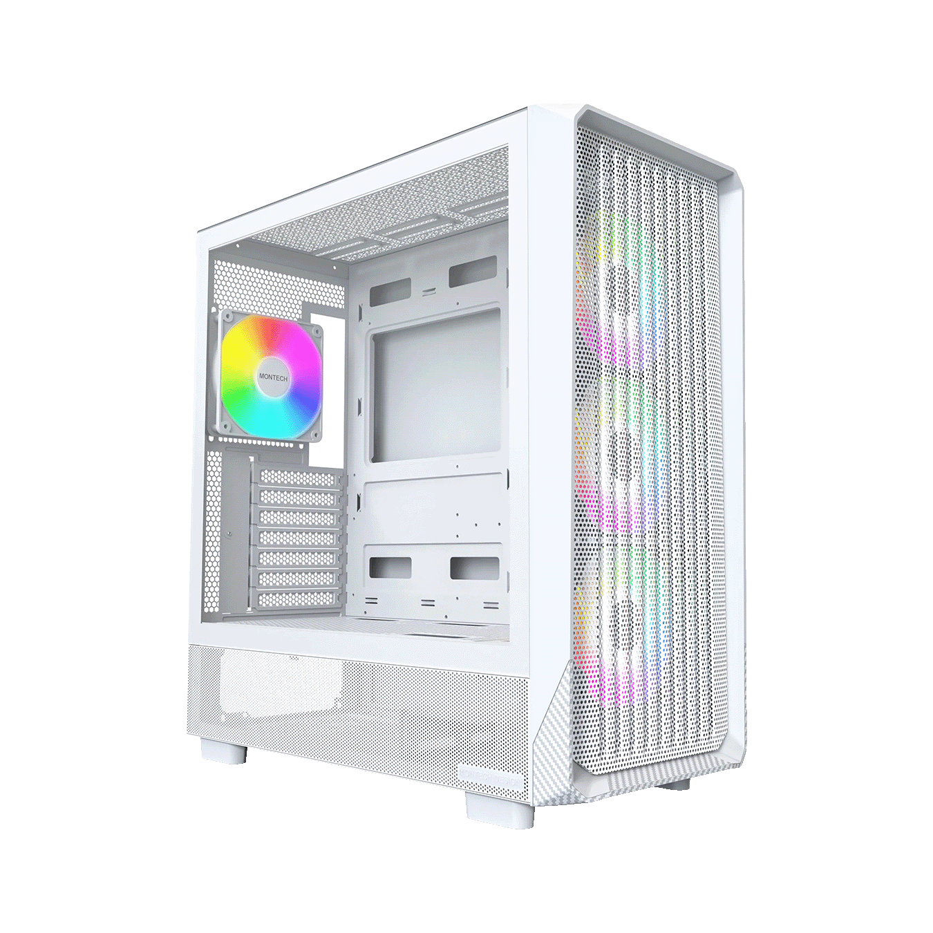 MONTECH (モンテック) X5シリーズ E-ATXマザーボード対応 フロントメッシュ ガラスパネル(左サイド)採用 タワー型PCケース (ホワイト) X5 (W)