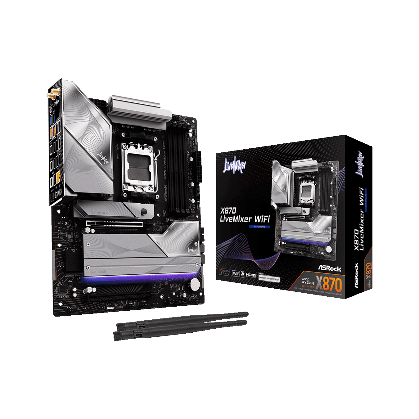 ASRock(アスロック) Socket AM5 AMD X870 ATX WiFi+Bluetoothモジュール付属 マザーボード X870 Livemixer WiFi