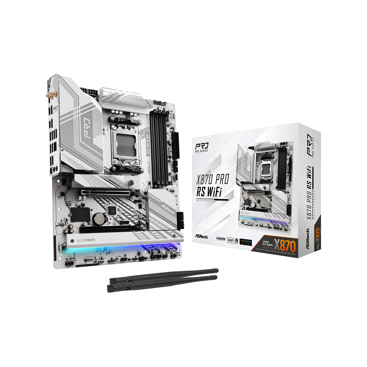 ASRock(アスロック) Socket AM5 AMD X870 ATX WiFi+Bluetoothモジュール付属 ホワイトカラー マザーボード X870 Pro RS WiFi