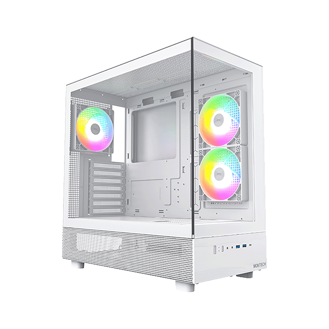MONTECH XRシリーズ ATXマザーボード対応 ガラスパネル(フロント・左サイド)採用 ピラーレス PCケース (ホワイト)　XR (W)