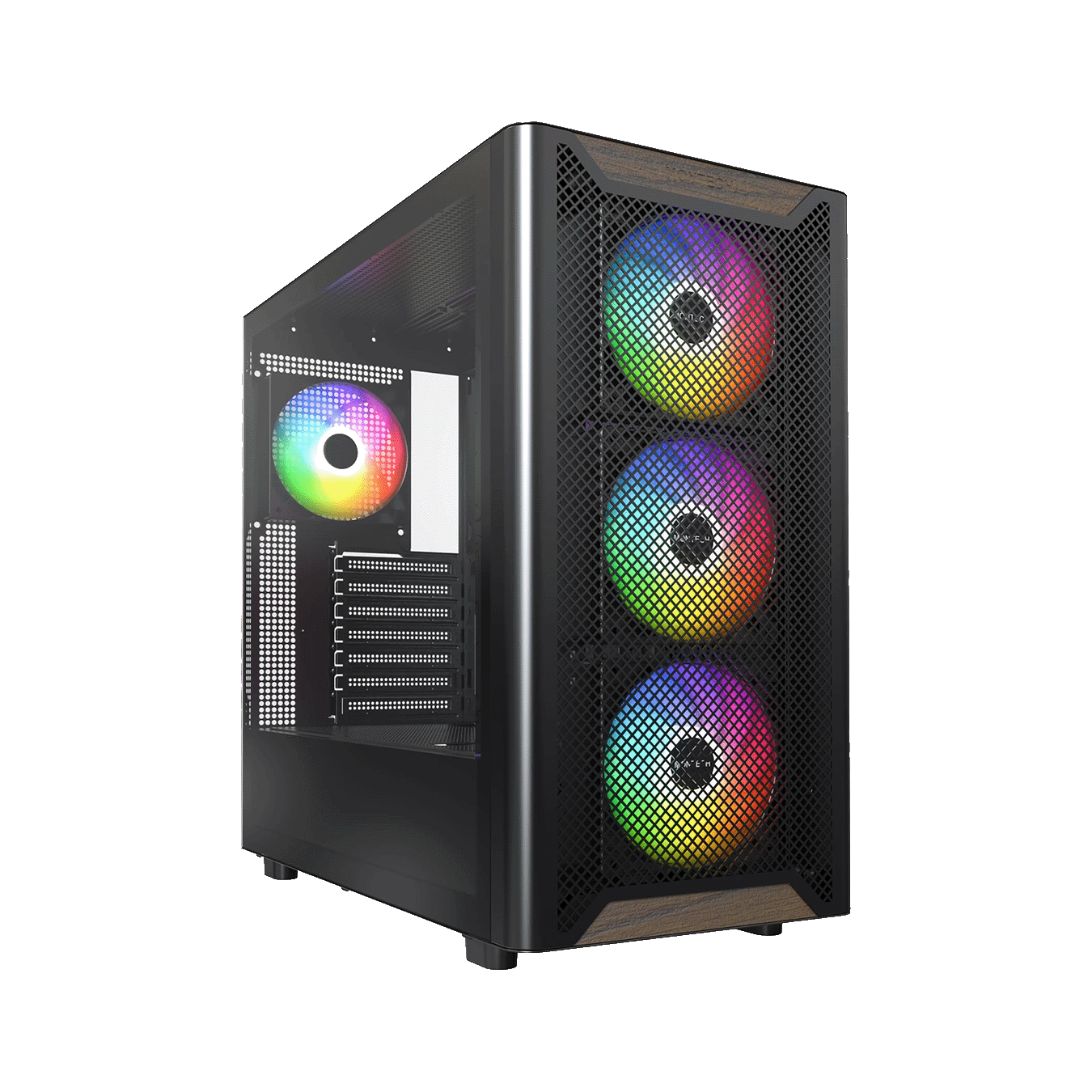 MONTECH (モンテック) XR WOODシリーズ ATXマザーボード対応 フロントウッドプレート・メッシュフィルター・ガラスパネル(左サイド)採用 タワー型PCケース (ブラック) XR WOOD (B)